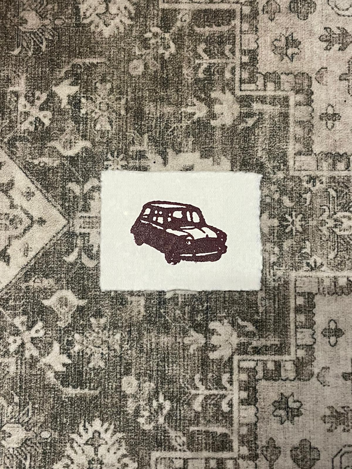 A8 Lino Print - Car