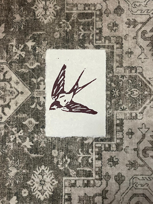 A7 Lino Print - Swallow