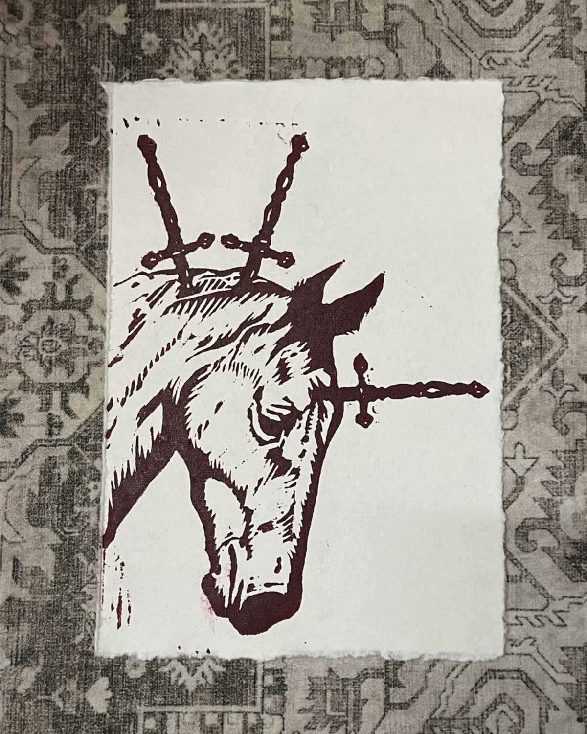 A5 Lino Print - Horse