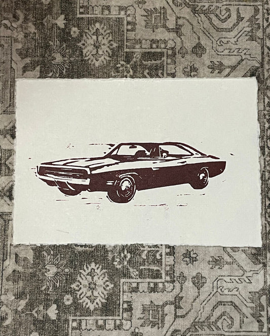 A5 Lino Print - The Car