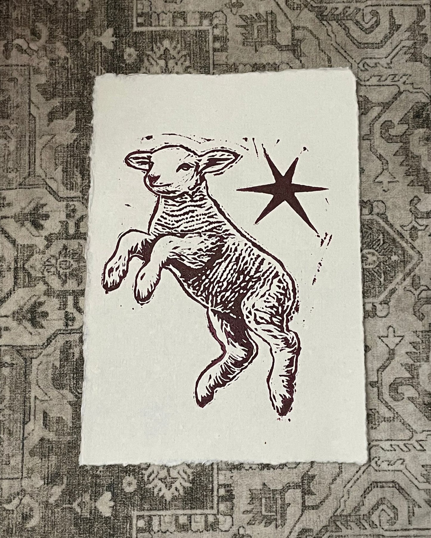 A5 Lino Print - Lamb
