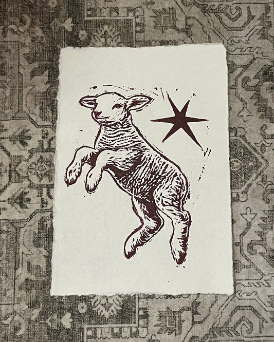 A5 Lino Print - Lamb