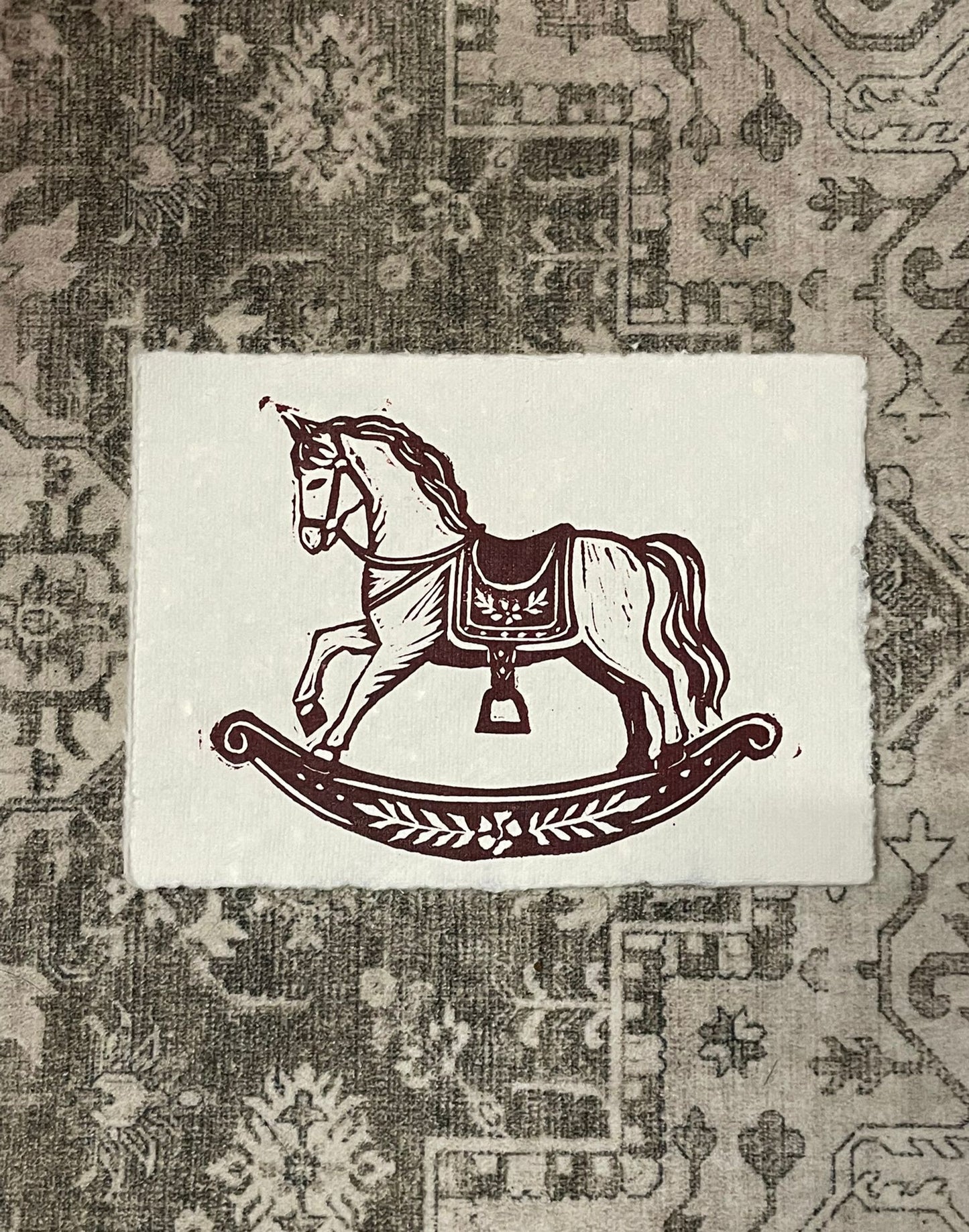 A6 Lino Print - Rocking Horse