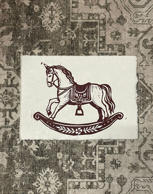 A6 Lino Print - Rocking Horse